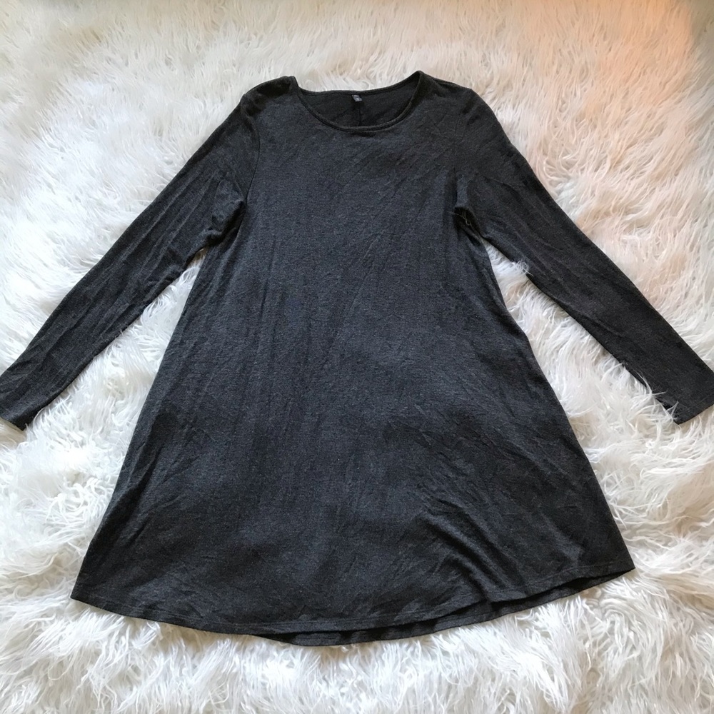 RILLER & FOUNT DARK HEATHER GREY LONG SLEEVE DRESS‎